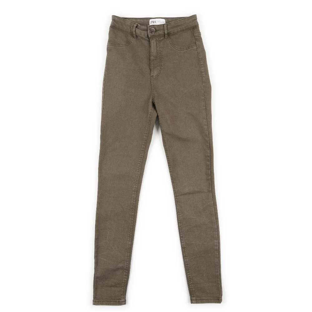 ZARA olive green high rise stretch jegging size 2